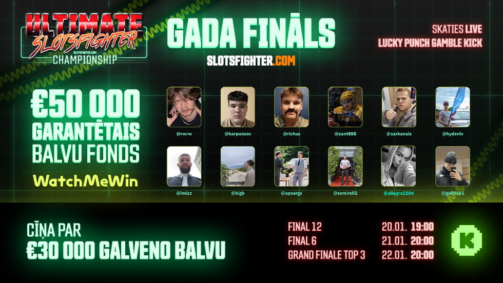 CĪŅA PAR €30,000! Ultimate SlotsFighter Championship Gada fināla strīmi!