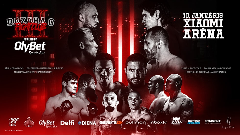 “BAZARA 0 Fight Club III” 10. janvāra cīņu šova pilnā vakara programma